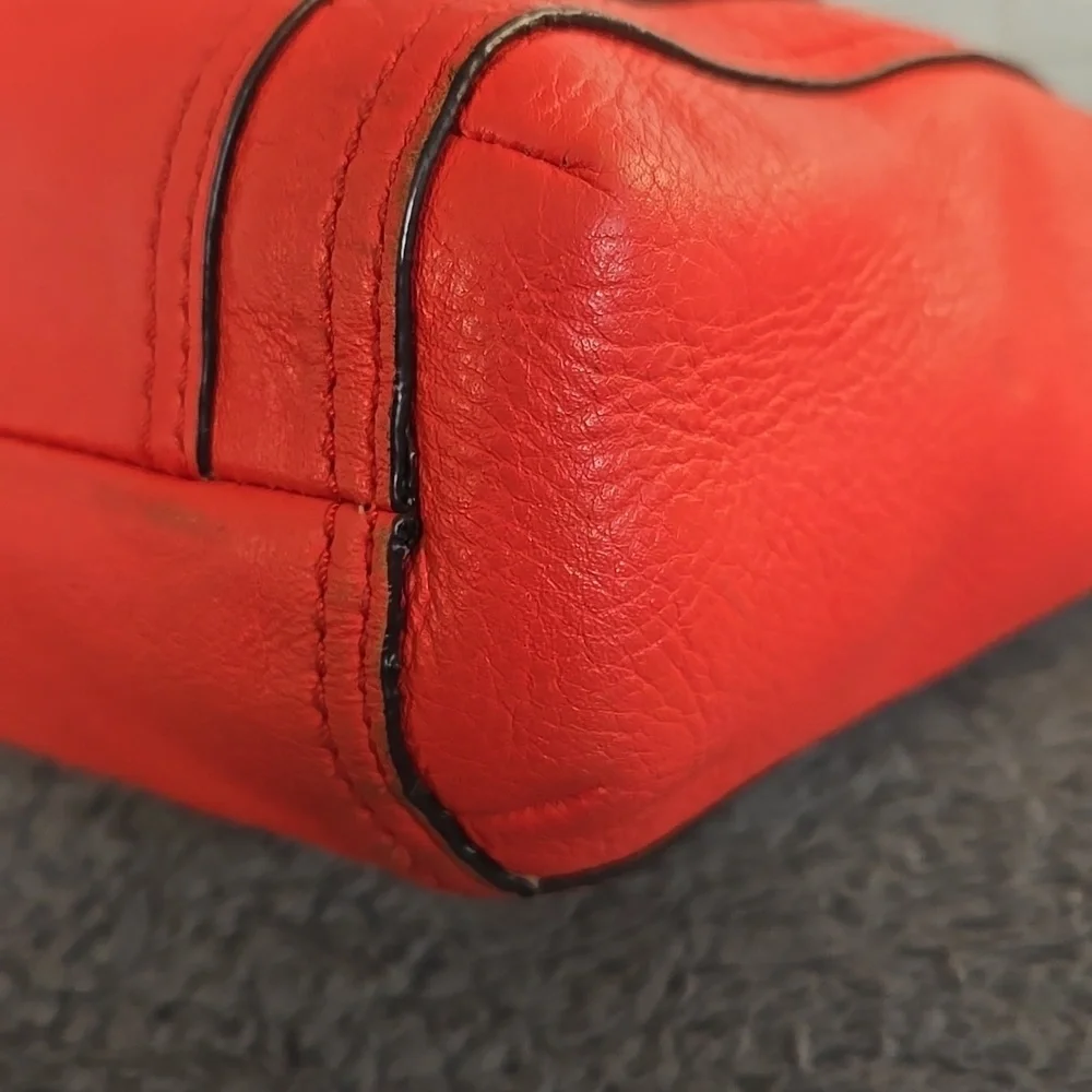 Coach Coral-Red Leather Clutch